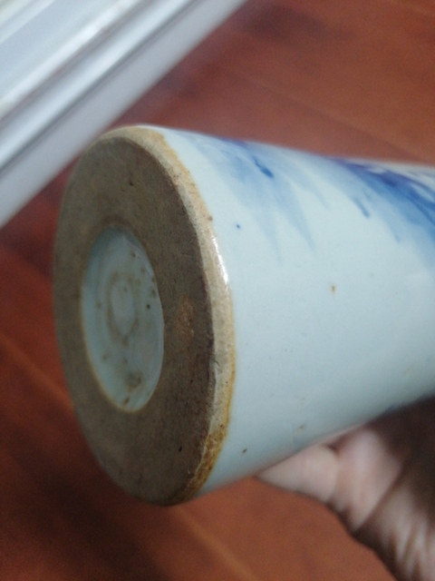 古玩陶瓷人物紋青花筆筒真品鑒賞圖