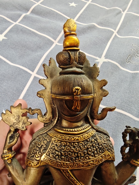 古玩銅器銅鎏金四臂觀音真品鑒賞圖