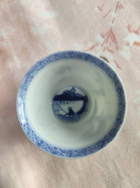 古玩陶瓷青花三娘教子紋杯真品鑒賞圖