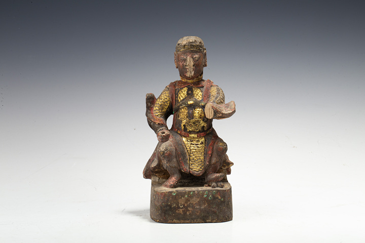古玩雜項清·木漆金真武大帝像真品鑒賞圖