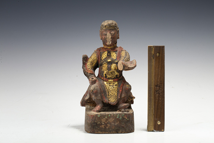 古玩雜項清·木漆金真武大帝像真品鑒賞圖
