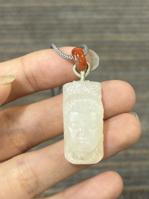 古玩玉器天然翡翠佛頭吊墜真品鑒賞圖
