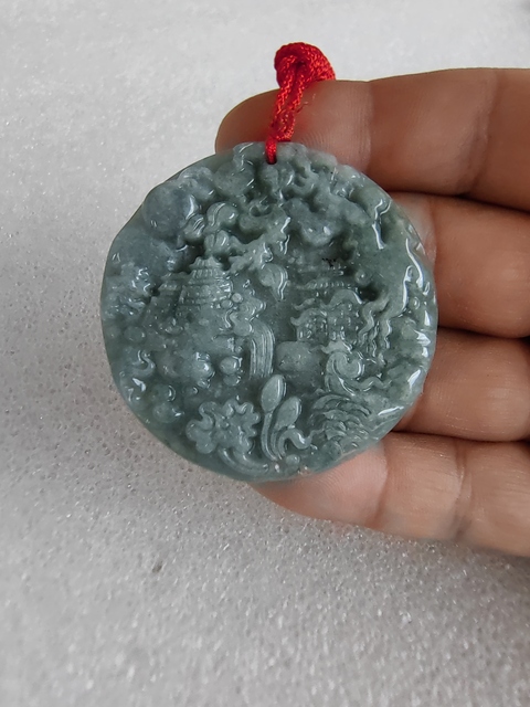 古玩玉器天然翡翠雕“山水牌”真品鑒賞圖
