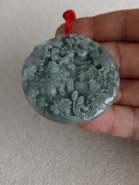 古玩玉器天然翡翠雕“山水牌”真品鑒賞圖