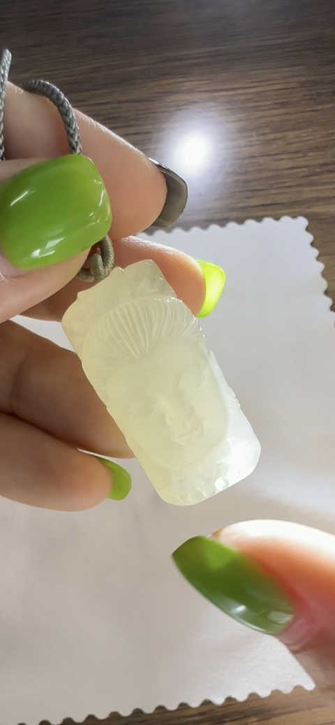 古玩玉器天然翡翠佛頭吊墜真品鑒賞圖