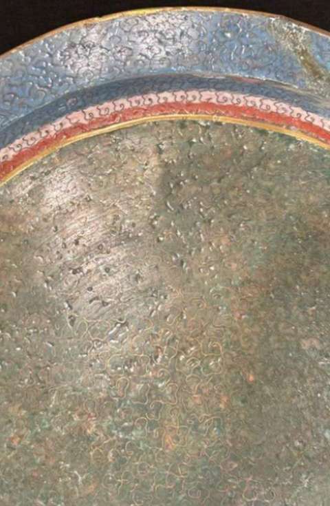 古玩陶瓷銅胎掐絲琺瑯彩鳳紋折沿盆真品鑒賞圖