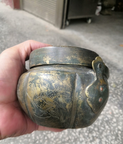 古玩銅器銅蓋罐真品鑒賞圖