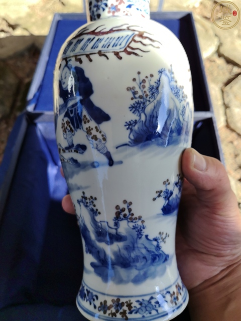 古玩陶瓷清·光緒青花釉里紅三國趙子龍人物瓶拍賣，當前價格12000元