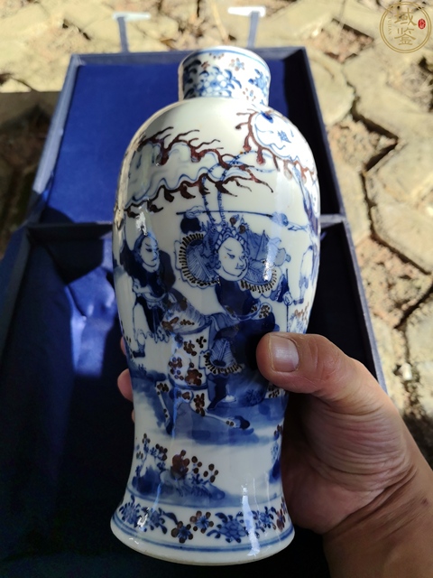 古玩陶瓷清·光緒青花釉里紅三國趙子龍人物瓶拍賣，當前價格12000元