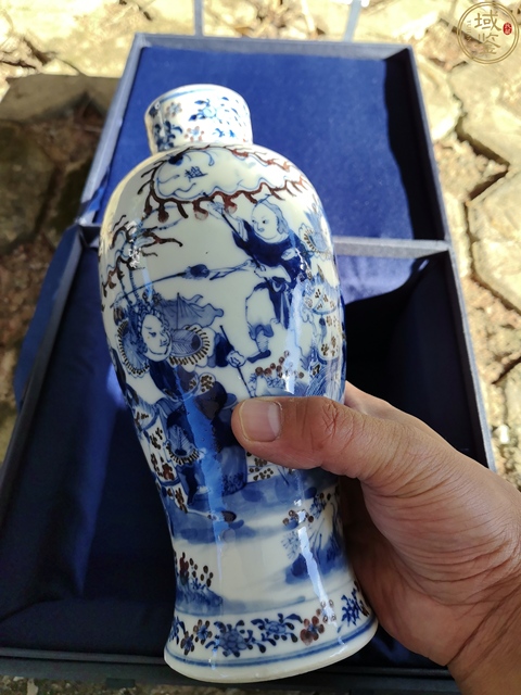 古玩陶瓷清·光緒青花釉里紅三國趙子龍人物瓶拍賣，當前價格12000元