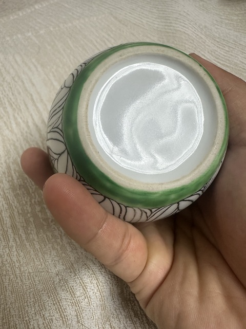 古玩陶瓷廣彩畫白菜紋蓋罐真品鑒賞圖