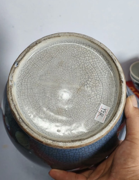 古玩陶瓷藍哥釉瓶真品鑒賞圖
