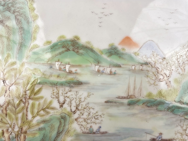 古玩陶瓷民國·粉彩山水樓閣人物瓷板拍賣,當前價格0元