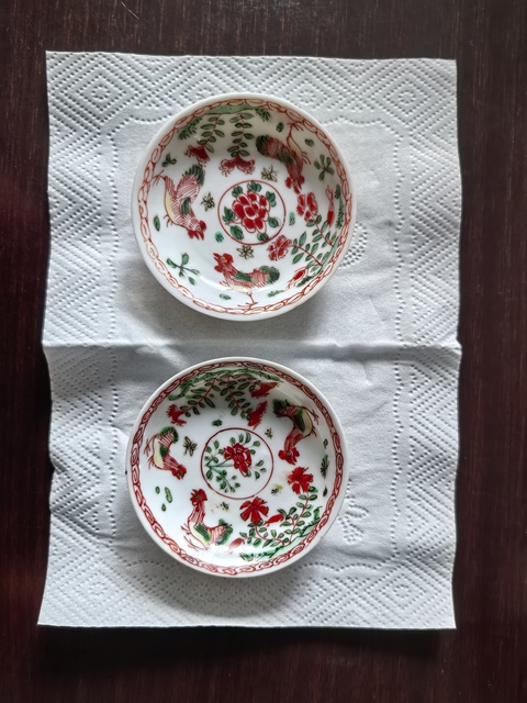 古玩陶瓷大雞圖五彩盤真品鑒賞圖