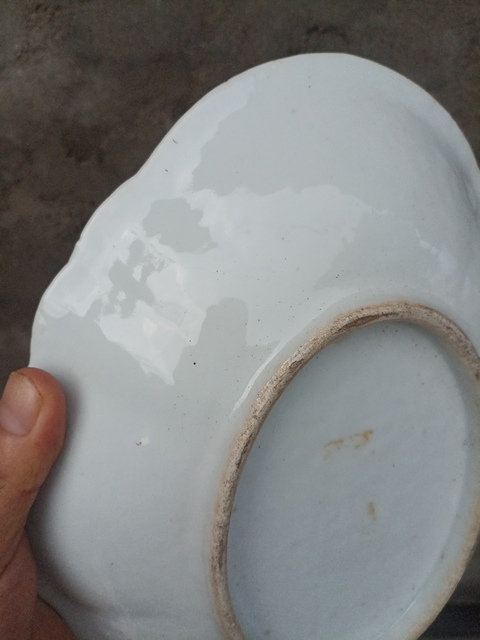 古玩陶瓷藍釉海棠貢盤真品鑒賞圖