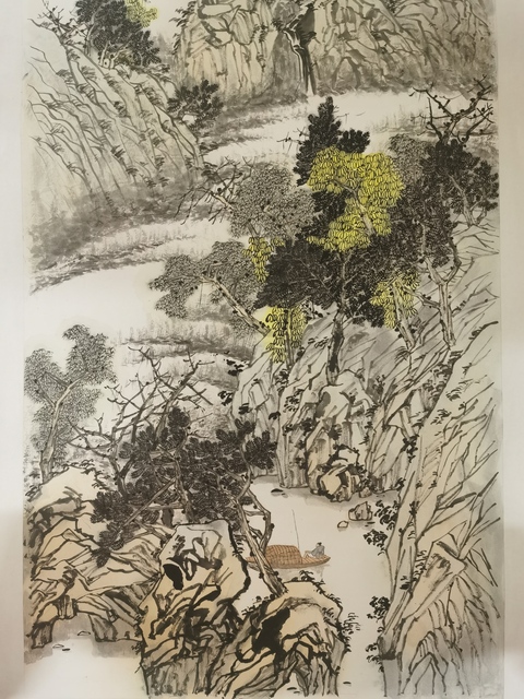 古玩字畫國家一級(jí)美術(shù)師湖北美協(xié)會(huì)員黃寶成山水拍賣，當(dāng)前價(jià)格899元