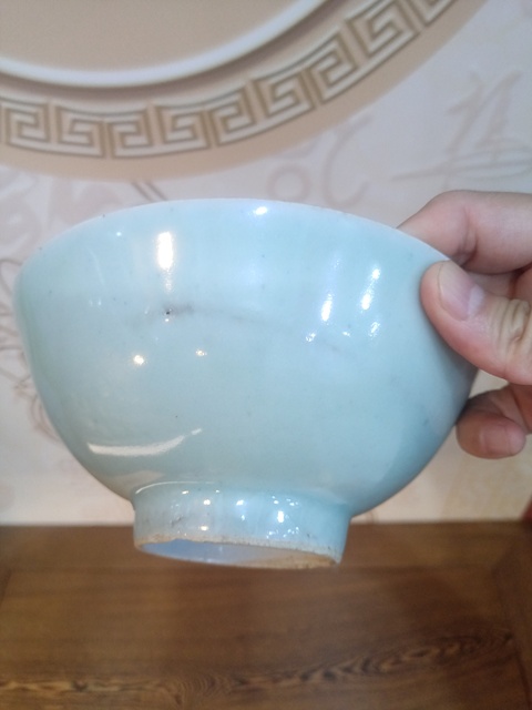 古玩陶瓷清中期豆青釉碗拍賣，當前價格1280元