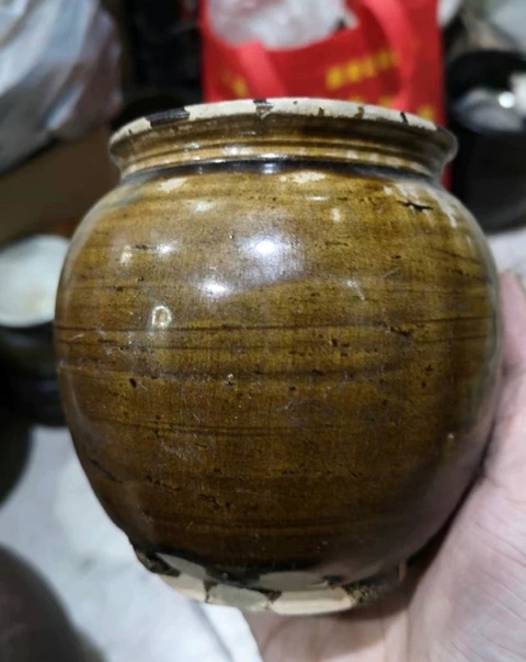 古玩陶瓷宣州窯褐釉罐真品鑒賞圖