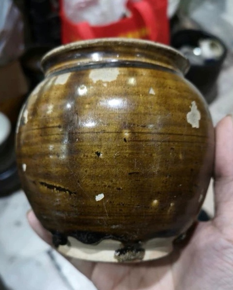 古玩陶瓷宣州窯褐釉罐真品鑒賞圖