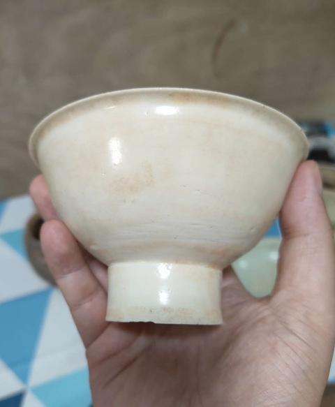 古玩陶瓷青白釉高足茶盞真品鑒賞圖