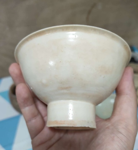古玩陶瓷青白釉高足茶盞真品鑒賞圖