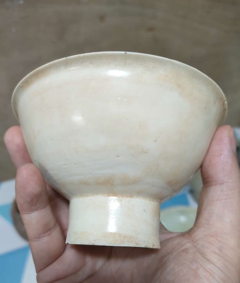 古玩陶瓷青白釉高足茶盞真品鑒賞圖