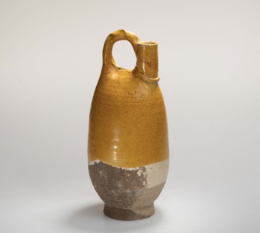 古玩陶瓷黃釉雞冠皮囊壺真品鑒賞圖