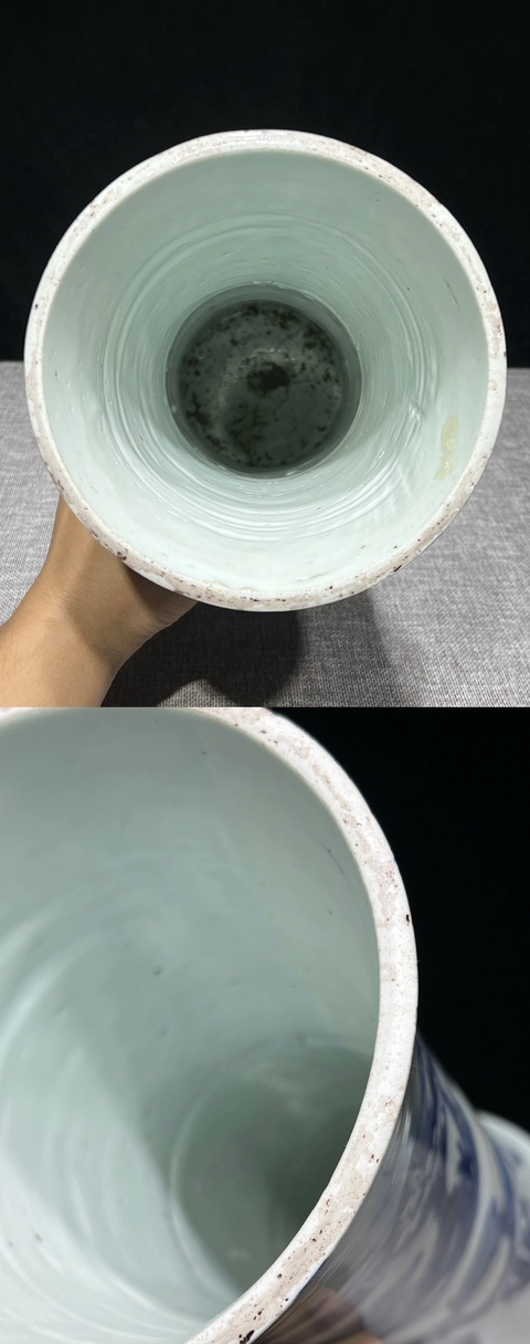 古玩陶瓷青花歲寒三友圖花觚真品鑒賞圖