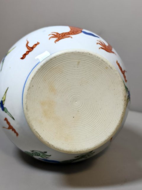 古玩陶瓷清晚·青花五彩龍鳳紋雙耳瓶 真品鑒賞圖