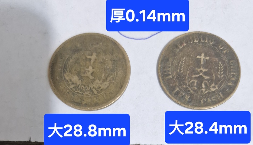 古玩錢幣民國雙旗十文真品鑒賞圖