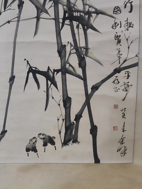 古玩字畫手工原裝原裱名家余峰 墨竹圖拍賣,當前價格1688元