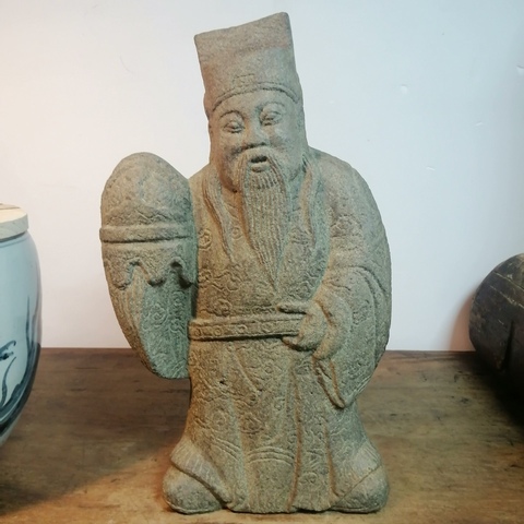 古玩雜項仿古天官賜福石雕像真品鑒賞圖