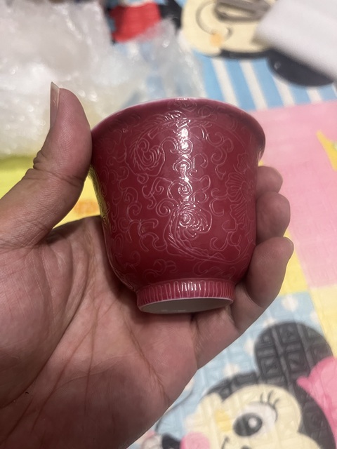 古玩陶瓷胭脂紅仰鐘杯真品鑒賞圖