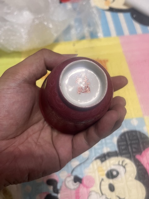 古玩陶瓷胭脂紅仰鐘杯真品鑒賞圖