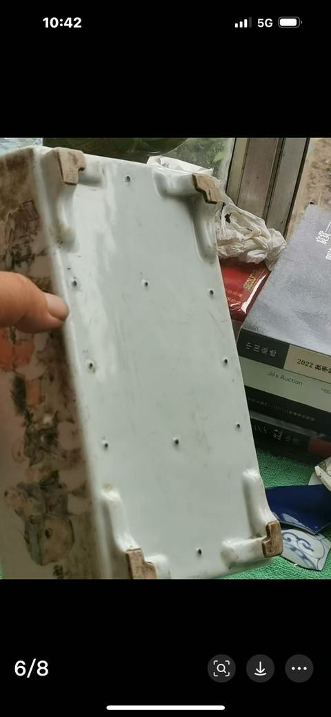 古玩陶瓷博古嬰戲詩紋四方四足水仙盆真品鑒賞圖