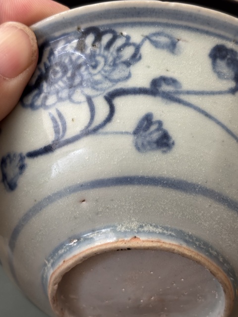 古玩陶瓷并蒂菊青花碗真品鑒賞圖