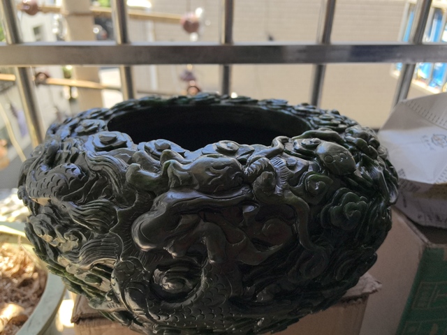 古玩玉器碧玉缸真品鑒賞圖