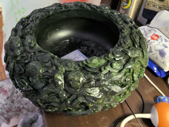 古玩玉器碧玉缸真品鑒賞圖