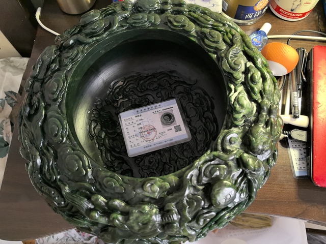 古玩玉器碧玉缸真品鑒賞圖