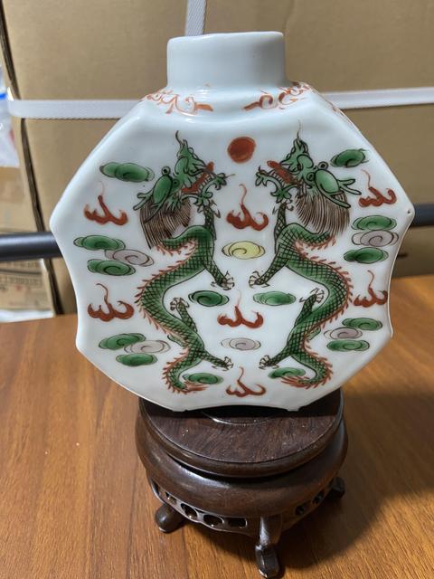 古玩陶瓷五彩龍紋茶葉罐真品鑒賞圖