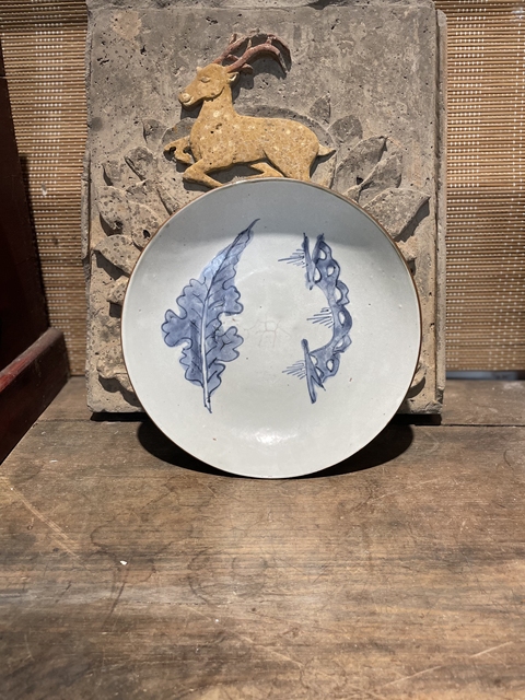 古玩陶瓷晚明洞石秋葉盤真品鑒賞圖