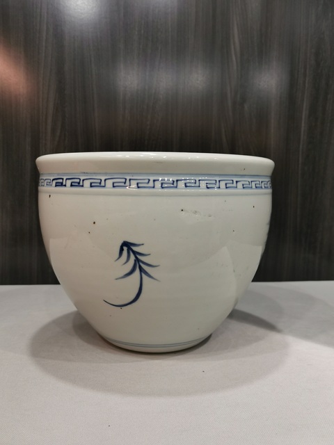 古玩陶瓷青花牡丹鳳凰紋卷缸真品鑒賞圖