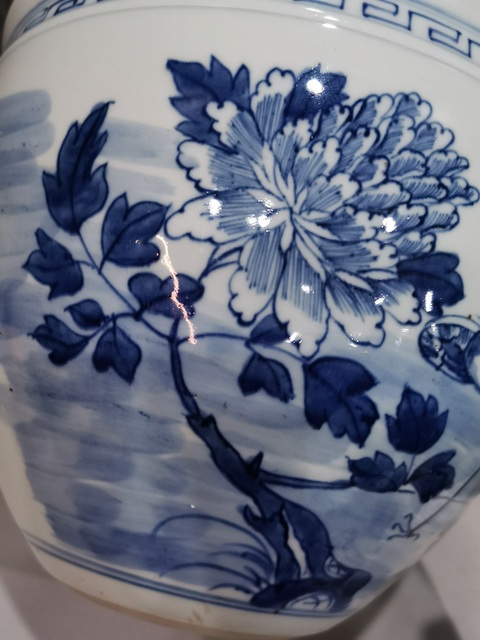 古玩陶瓷青花牡丹鳳凰紋卷缸真品鑒賞圖