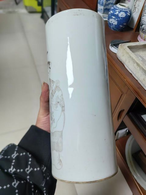古玩陶瓷刻瓷福祿壽冒桶真品鑒賞圖