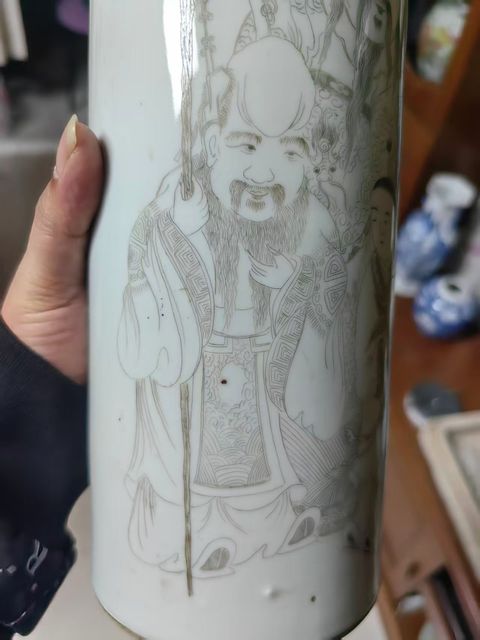 古玩陶瓷刻瓷福祿壽冒桶真品鑒賞圖