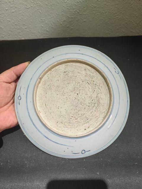 古玩陶瓷福壽青花盤(pán)真品鑒賞圖