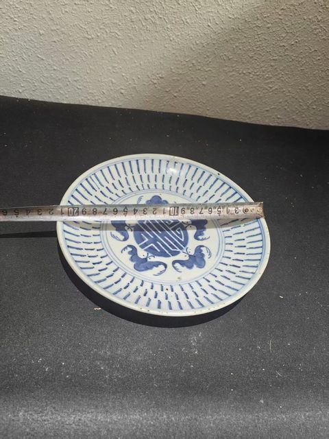 古玩陶瓷福壽青花盤(pán)真品鑒賞圖