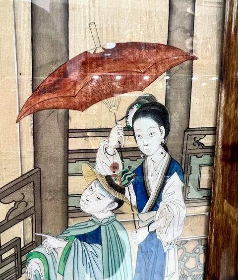 古玩字畫佚名絹本工筆重彩人物畫真品鑒賞圖