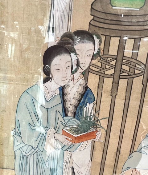 古玩字畫佚名絹本工筆重彩人物畫真品鑒賞圖