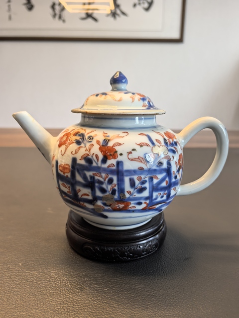 古玩陶瓷青花礬紅描金壺真品鑒賞圖